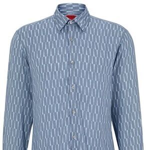 Hugo Boss Men Slim Fit Printed Canvas button down shirt
